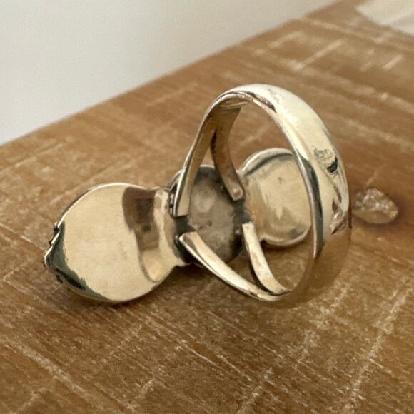 Spiny Oyster Three Stone .925 Sterling Silver Southwestern Ring Size 8.5 - Picture 4 of 5